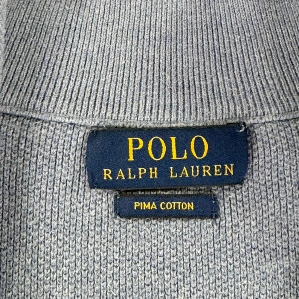 Polo Ralph Lauren Pima Cotton 1/4 Zip Sweater Light Blue Mock Neck Knit Men READ